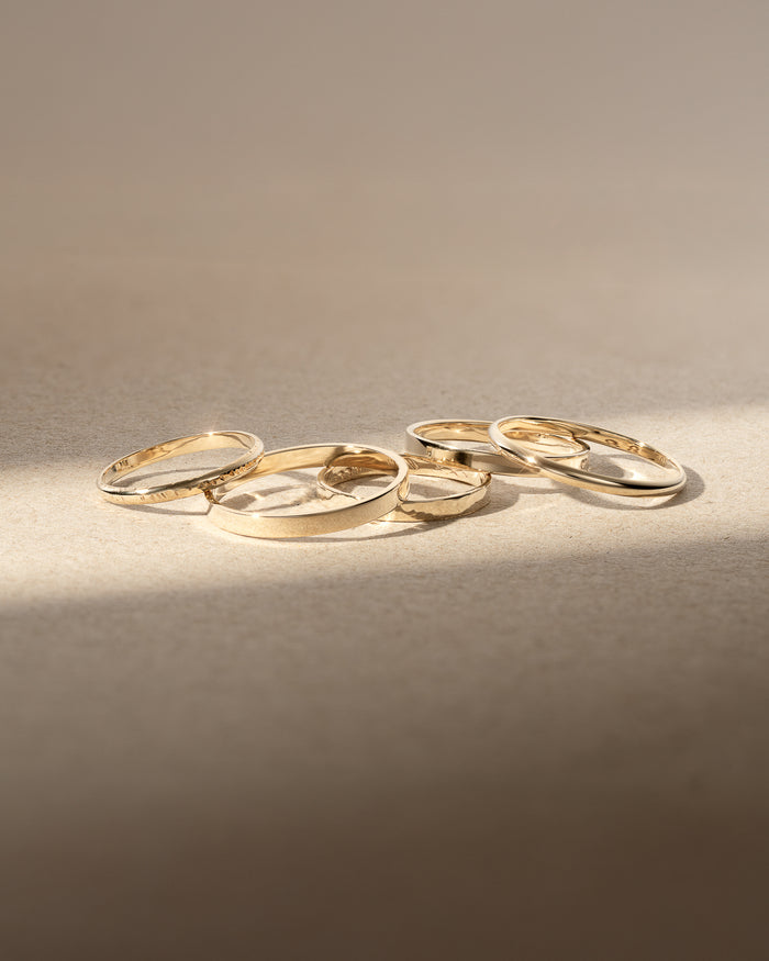 Solid 9k yellow gold rings made in a Ringflow class