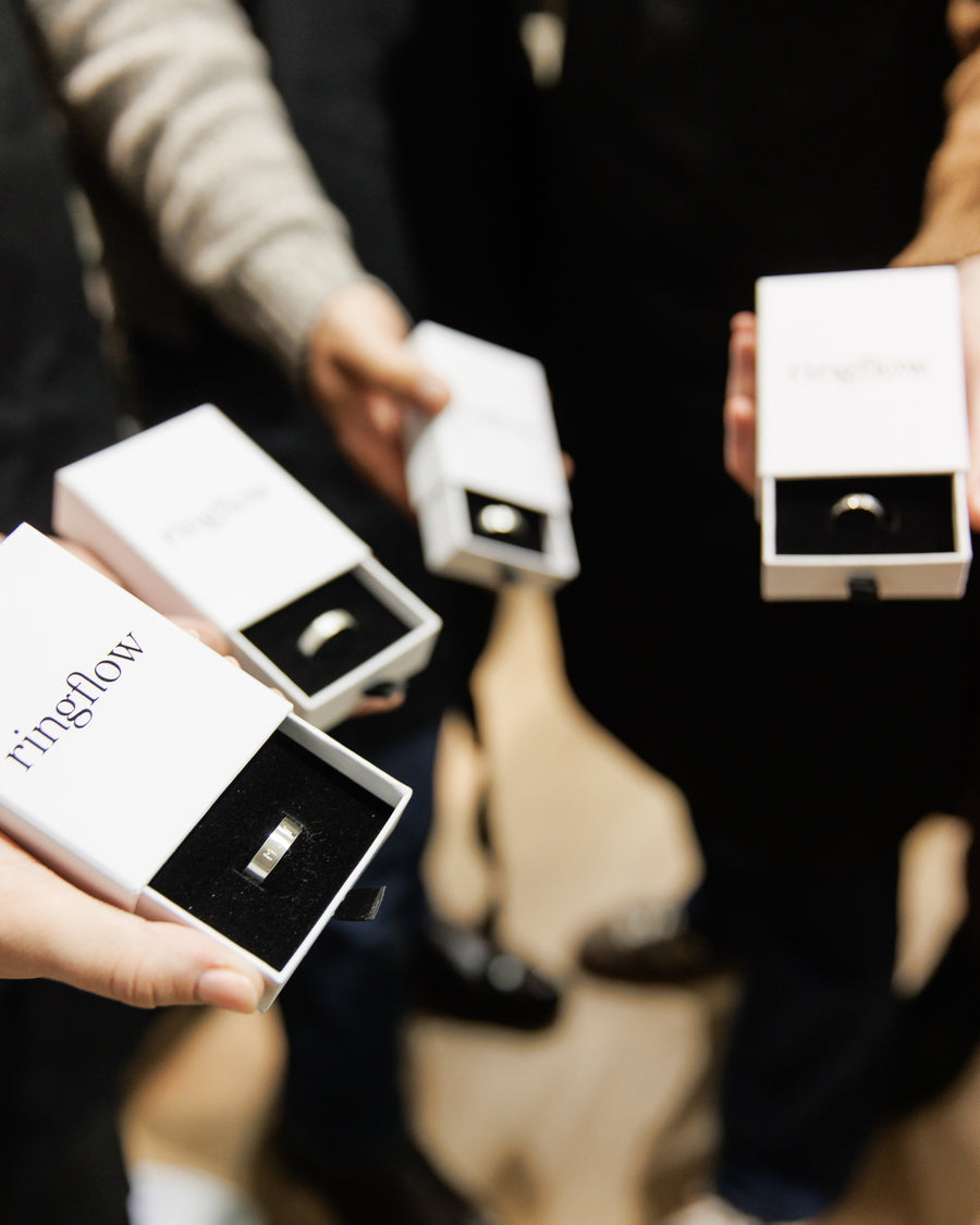 Finished rings in their Ringflow boxes