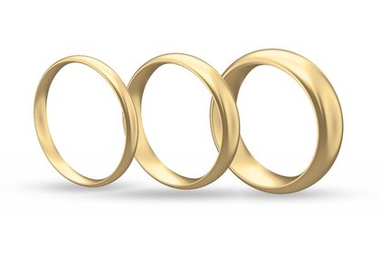 Comfort fit wedding bands in slim, medium and wide