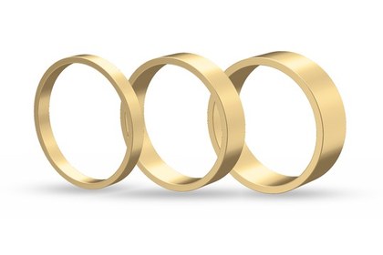 Flat wedding bands in slim, medium and wide
